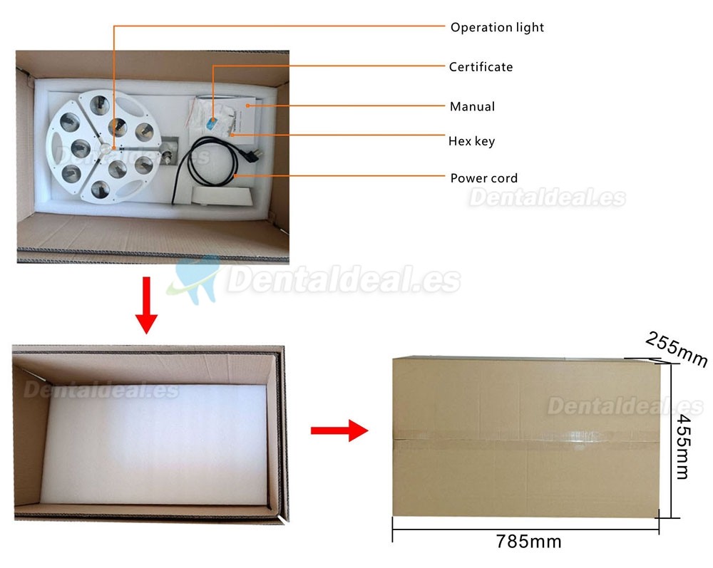 KWS KD-2012B-5 L&aacute;mpara Dental LED de Pared 90W sin Sombras para Exploraci&oacute;n
